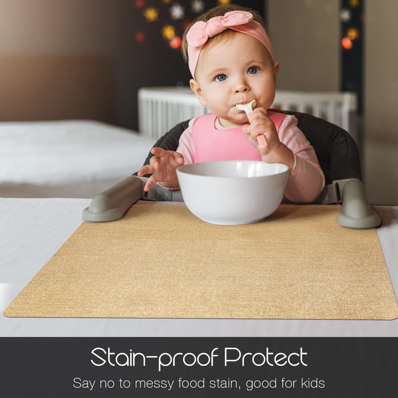 AIRCOWRIE Placemats for Dining Table Set of 6, Heat-Resistant Placemat Washable Vinyl Table Mats for Kitchen Restaurant Decorations (Gold) - Image 3
